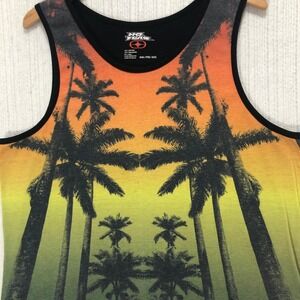 NO FEAR Men's XXL Palm Tree Ombre Sunset Tank Top Black‎ Back